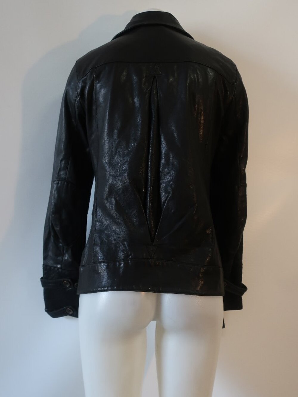 Womens Diane von Furstenberg Black Beau (Item- 9) Leather Military Moto Jacket 6 - Picture 12 of 16